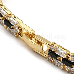 Rack Plating Brass Micro Pave Cubic Zirconia Rectangle Link Chain Bracelets&nbsp;BJEW-Q771-06G-01