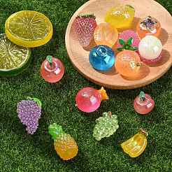 15Pcs 15 Styles Luminous Fruit Resin Drnament&nbsp;CRES-CJ0001-80