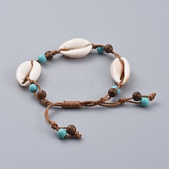 Adjustable Waxed Cotton Cord Braided Bead Bracelet&nbsp;BJEW-JB04674-03