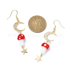 4 Pairs 4 Colors Mushroom Lampwork Dangle Earrings&nbsp;EJEW-TA00306