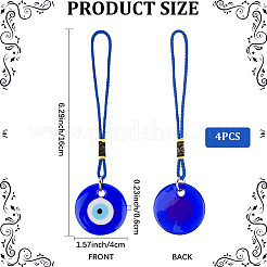 4Pcs Flat Round with Evil Eye Handmade Lampwork Pendant Decorations&nbsp;HJEW-CP0001-21