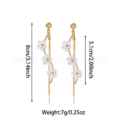Alloy Rhinestone Flower Tassel Dangle Stud Earrings&nbsp;FS-WG9AAA9-01
