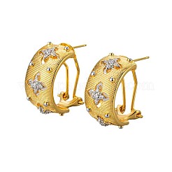 Brass Clear Cubic Zirconia Hoop Earrings&nbsp;WGCB859-01