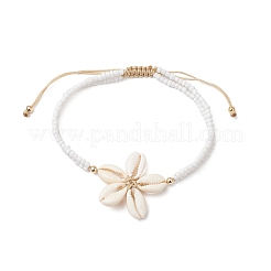 Adjustable Natural Cowrie Shell Beaded Braided Anklets&nbsp;AJEW-AN00686-02