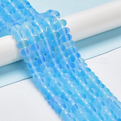 Frosted Transparent Glass Beads Strands&nbsp;X-FGLA-M002-01B