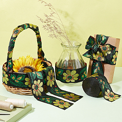 Ethnic Style Flower Pattern Polyester Ribbon&nbsp;OCOR-WH0047-47