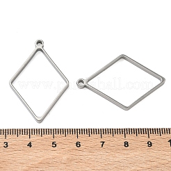 Rhombus 304 Stainless Steel Open Back Bezel Pendants&nbsp;STAS-K279-05P