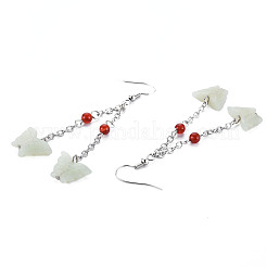 Butterfly Natural New Jade Dangle Earrings for Girl Women&nbsp;EJEW-S212-002