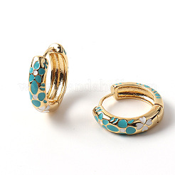 Flower Enamel Hoop Earrings&nbsp;LS-EJEW-G290-03G-E