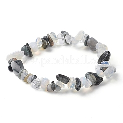 2Pcs 2 Style Opalite Chip & Natural Tiger Eye & Natural Black Onyx Beaded Stretch Bracelets Set&nbsp;BJEW-TA00411