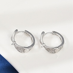 Brass Clear Cubic Zirconia Hoop Earrings&nbsp;EJEW-Q016-01P