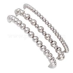 3Pcs 3 Styles Brass Round Beads Stretch Bracelets for Women&nbsp;BJEW-JB12796
