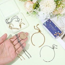 8Pcs 4 Styles Adjustable 304 Stainless Steel Box Chain Slider Bracelet Making&nbsp;STAS-SC0021-10