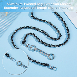 1Pc Black PU Leather Alloy Purse Chains&nbsp;FIND-HS0001-91P