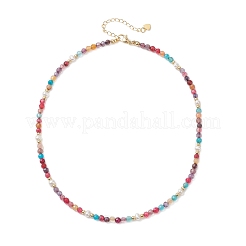 Dyed Faceted Round Natural Agate & Natural Cultured Freshwater Pearl Beaded Necklaces&nbsp;NJEW-JN05817