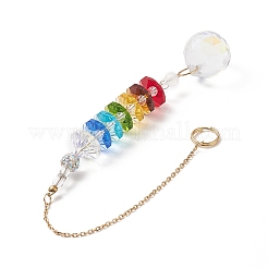 Chakra Natural Quartz Crystal & White Agate Suncatchers&nbsp;HJEW-JM00909