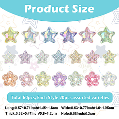 60Pcs 3 Styles UV Plating Transparent Acrylic Beads&nbsp;MACR-YW0004-71