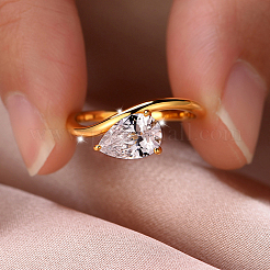 Brass Pave Single Cubic Zirconia Finger Rings for Women&nbsp;LS-ZK8046-5