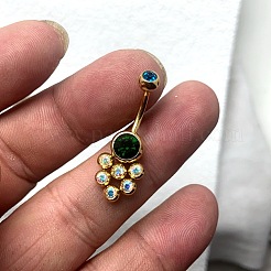 304 Stainless Steel Pave Colorful Cubic Zirconia Curved Barbell Belly Rings&nbsp;FS-WG9F3DF-02