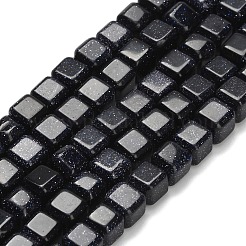 Synthetic Blue Goldstone Beads Strands&nbsp;G-L642-C01-6x6mm
