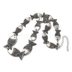 Tibetan Style Alloy Graduated Fish Link Chain Necklaces for Women&nbsp;LS-NJEW-C102-01AS