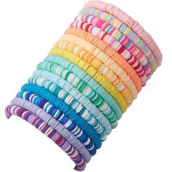 16Pcs 16 Colors Handmade Polymer Clay Beaded Stretch Bracelets Sets&nbsp;BJEW-JB10764