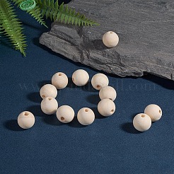 Natural Unfinished Wood Beads&nbsp;WOOD-S651-18mm-LF
