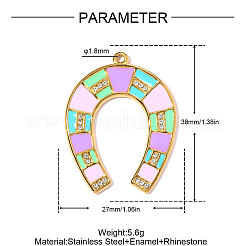 304 Stainless Steel Enamel & Rhinestone Pendants&nbsp;STAS-OY011-71G