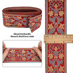 Ethnic Embroidery Polyester Flat Ribbons&nbsp;OCOR-WH0058-98D
