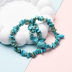 Unisex Chip Synthetic Turquoise(Dyed) Beaded Stretch Bracelets&nbsp;BJEW-S143-05