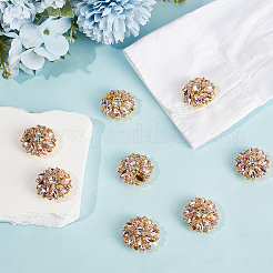 8Pcs Flower Brass & Glass Rhinestone Cufflinks&nbsp;FIND-CY0002-40
