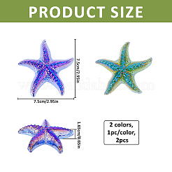 2Pcs 2 Colors Electroplated Starfish Glass Display Decorations&nbsp;DJEW-FH0001-59