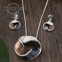 Spiral Donut Zinc Alloy Enamel Pendant Necklaces & Stud Dangle Earrings Sets for Women&nbsp;FS-WGCBC97-01