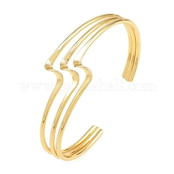 Brass 3 Wavy Line Open Cuff Bangles for Women&nbsp;KK-CBA5A76-02G