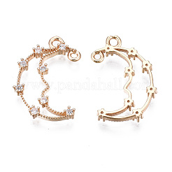 Brass Micro Pave Clear Cubic Zirconia Pendants Links&nbsp;KK-S359-149-RS