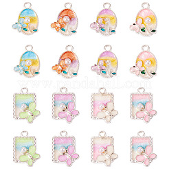32Pcs 8 Colors Alloy Enamel Pendants&nbsp;ENAM-TA0003-26