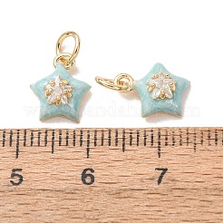 Brass Micro Pave Clear Cubic Zirconia with Enamel Charms&nbsp;CU-K002-49G-A