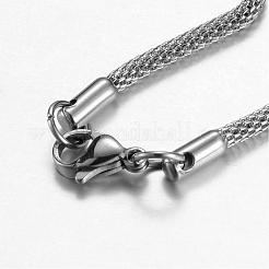 Non-Tarnish 201 Stainless Steel Mesh Chain Necklaces&nbsp;NJEW-G256-01P