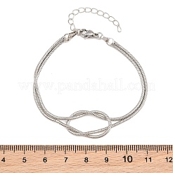 Brass Round Snake Chain Knot 2-Strand Bracelets for Women&nbsp;KK-CBA68DA-17C-P