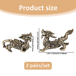 2 Pairs Brass PiXiu Figurine Display Decorations&nbsp;DJEW-FH0001-38