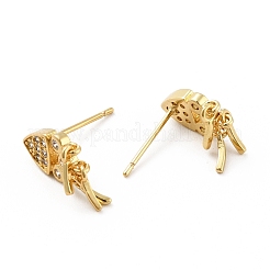 Clear Cubic Zirconia Fish Stud Earrings&nbsp;EJEW-G297-27G