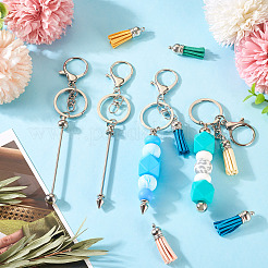 DIY Alloy & Aluminum Alloy Bar Beadable Keychain Making Kits&nbsp;DIY-TA0012-43P