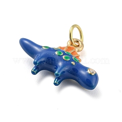 Dinosaur Rack Plating Brass Enamel Pendants&nbsp;KK-Q804-12G