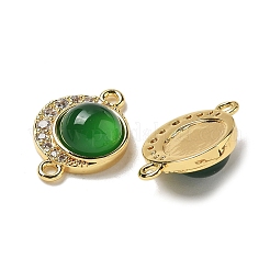 Brass Micro Pave Clear Cubic Zirconia Connector Charms&nbsp;KK-R210-30G-01