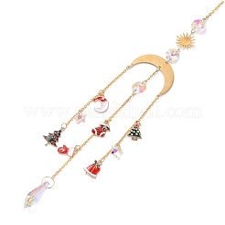 Christmas Theme Sun Catcher Glass Pendant Decorations&nbsp;AJEW-A037-05G