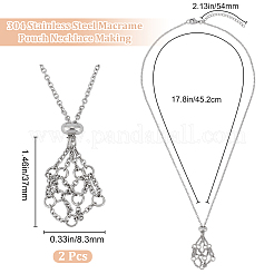 2Pcs 304 Stainless Steel Macrame Pouch Necklace Making for Gemstone Nuggets&nbsp;NJEW-BBC0001-27A