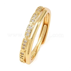 Brass Micro Pave Cubic Zirconia Cuff Rings for Women&nbsp;RJEW-Z113-21G