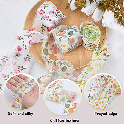 3 Rolls 3 Styles Flower Pattern Polyester Ribbon&nbsp;OCOR-CP0001-30