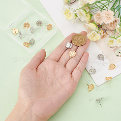16Pcs 2 Color Brass Stud Earring Findings&nbsp;KK-BC0010-36