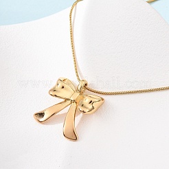 304 Stainless Steel Bowknot Pendant Snake Chain Necklaces for Women&nbsp;NJEW-F354-06G